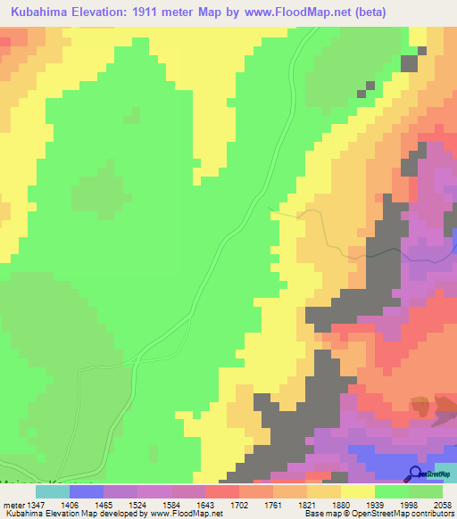 Kubahima,Burundi Elevation Map