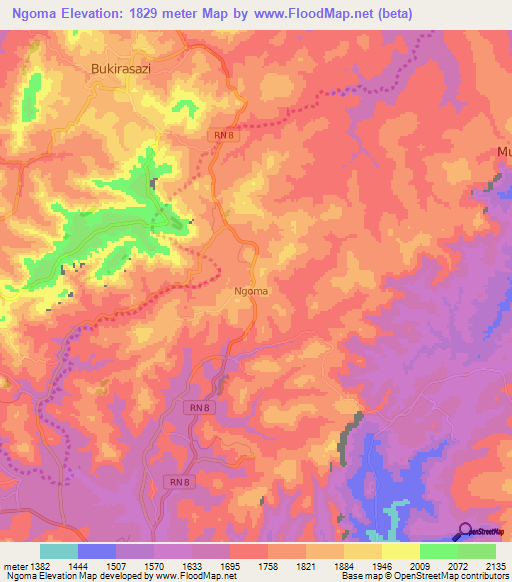 Ngoma,Burundi Elevation Map