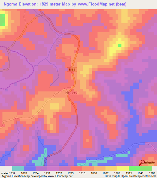 Ngoma,Burundi Elevation Map