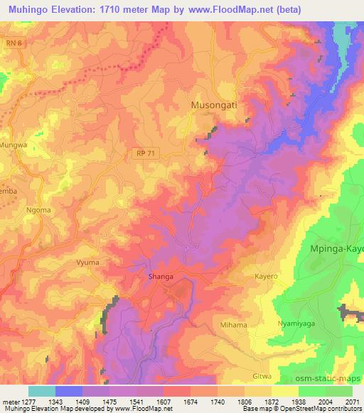 Muhingo,Burundi Elevation Map