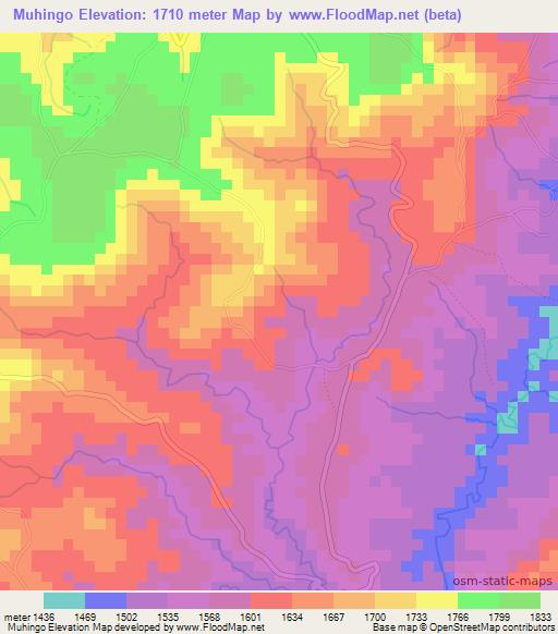 Muhingo,Burundi Elevation Map