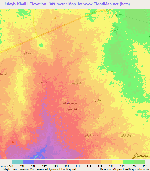 Julayb Khalil,Syria Elevation Map
