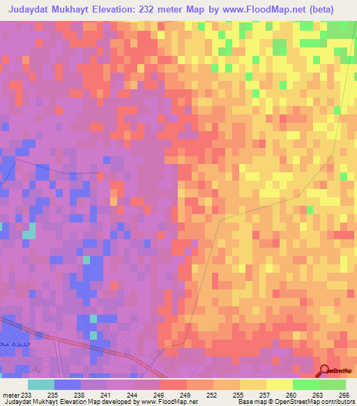 Judaydat Mukhayt,Syria Elevation Map