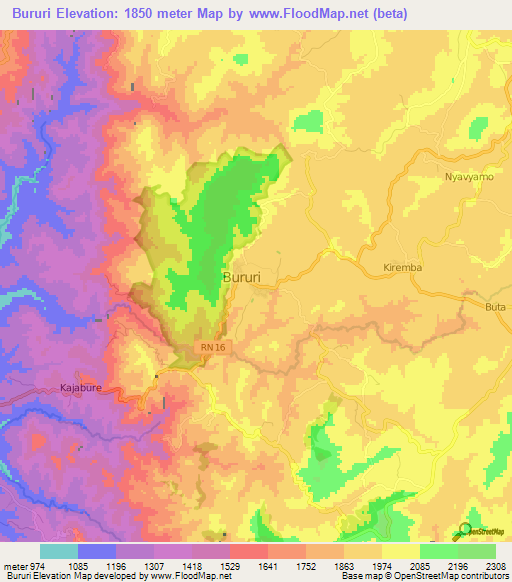 Bururi,Burundi Elevation Map
