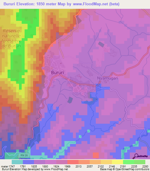 Bururi,Burundi Elevation Map