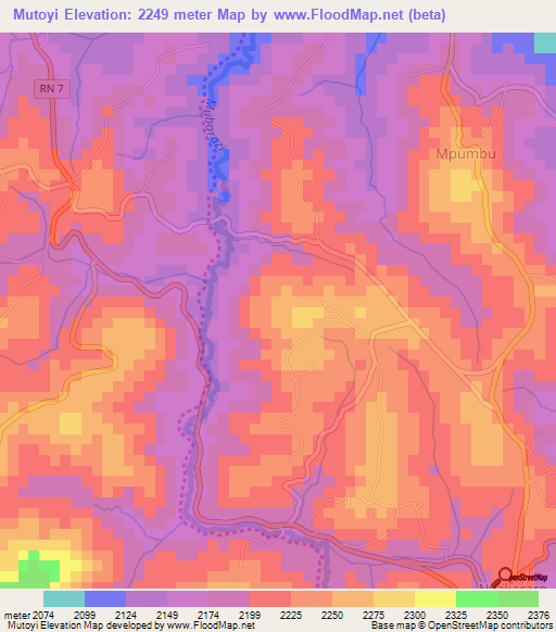 Mutoyi,Burundi Elevation Map