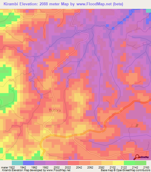 Kirambi,Burundi Elevation Map