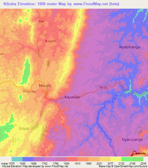 Kibuba,Burundi Elevation Map