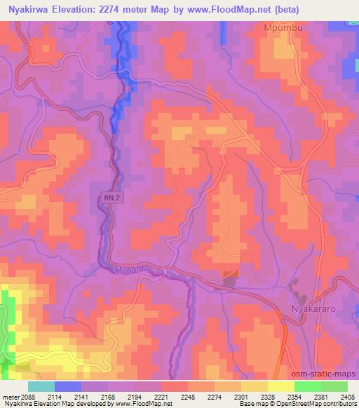 Nyakirwa,Burundi Elevation Map
