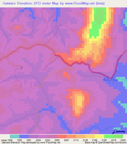 Gatwaro,Burundi Elevation Map