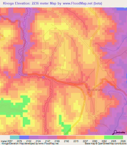 Kivoga,Burundi Elevation Map