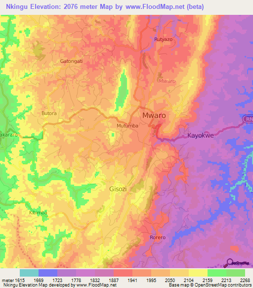 Nkingu,Burundi Elevation Map
