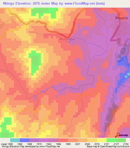 Nkingu,Burundi Elevation Map