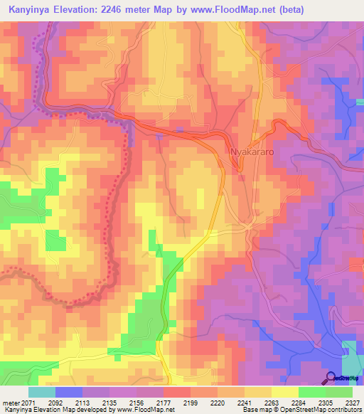 Kanyinya,Burundi Elevation Map