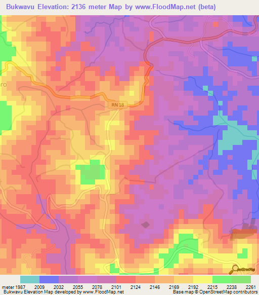 Bukwavu,Burundi Elevation Map