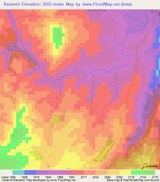 Karambi,Burundi Elevation Map