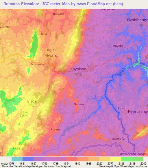 Ruramba,Burundi Elevation Map