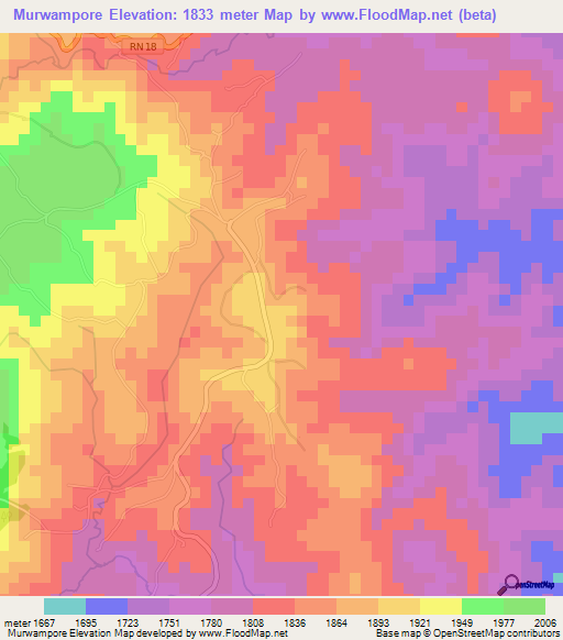 Murwampore,Burundi Elevation Map