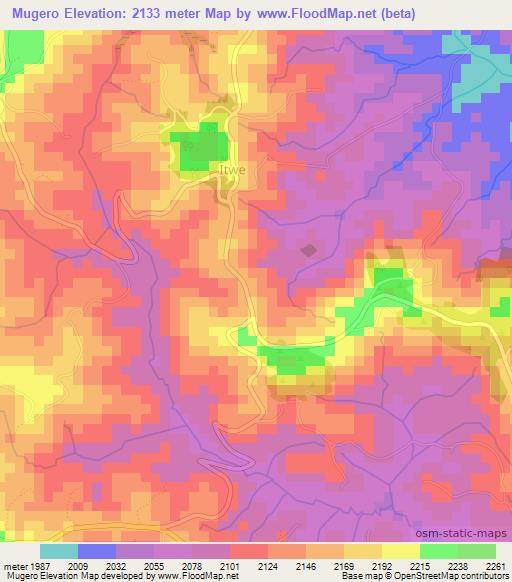 Mugero,Burundi Elevation Map
