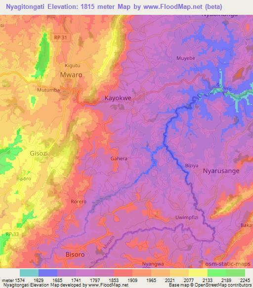 Nyagitongati,Burundi Elevation Map