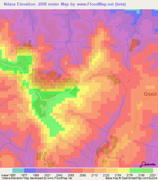 Ndava,Burundi Elevation Map