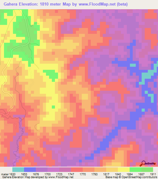 Gahera,Burundi Elevation Map