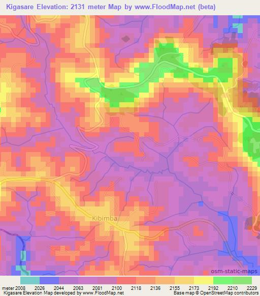 Kigasare,Burundi Elevation Map