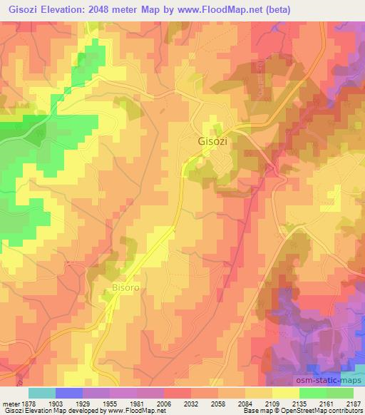 Gisozi,Burundi Elevation Map