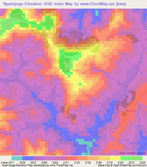 Nyamiyaga,Burundi Elevation Map