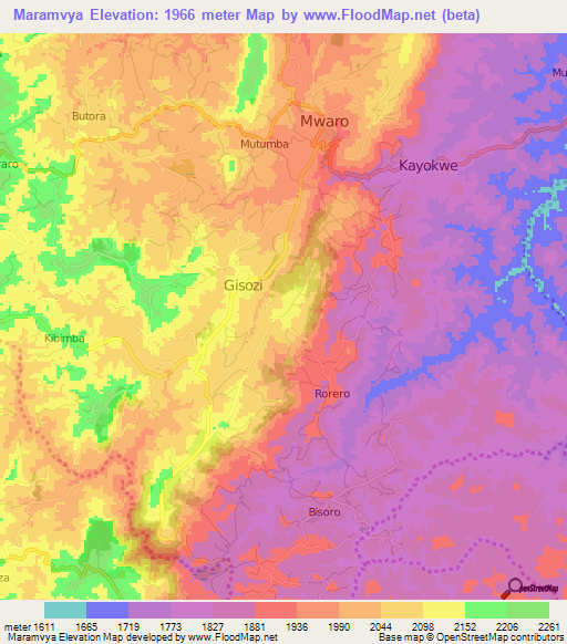 Maramvya,Burundi Elevation Map