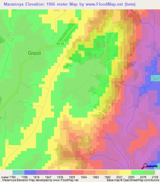 Maramvya,Burundi Elevation Map