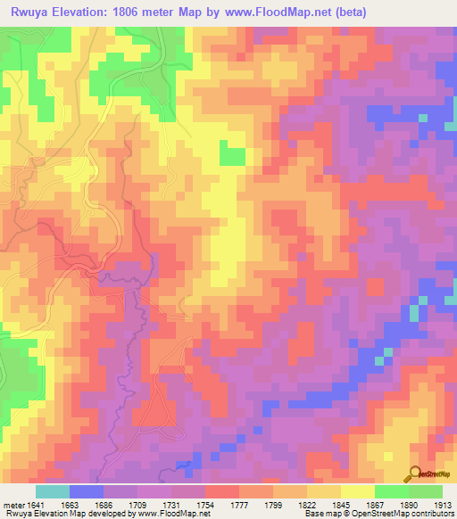 Rwuya,Burundi Elevation Map