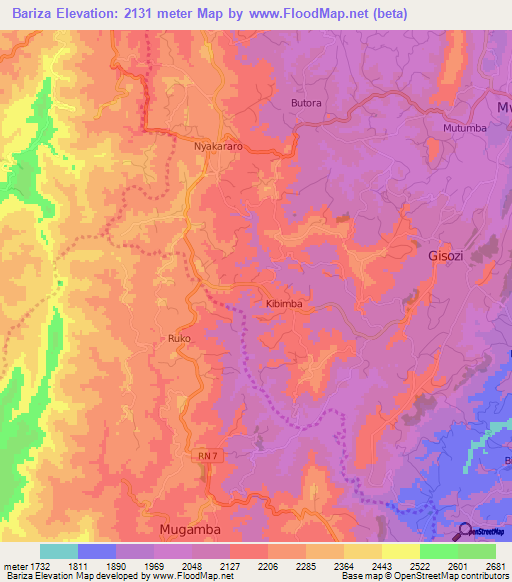 Bariza,Burundi Elevation Map
