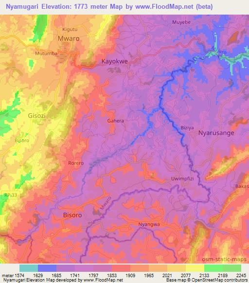 Nyamugari,Burundi Elevation Map
