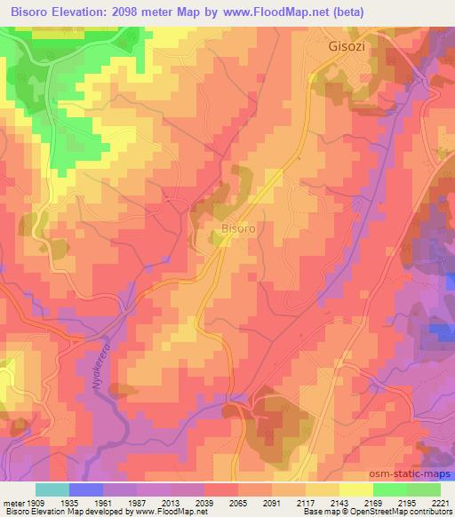 Bisoro,Burundi Elevation Map