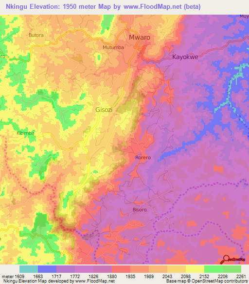 Nkingu,Burundi Elevation Map
