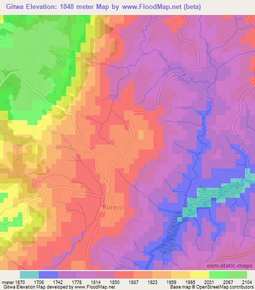 Gitwa,Burundi Elevation Map