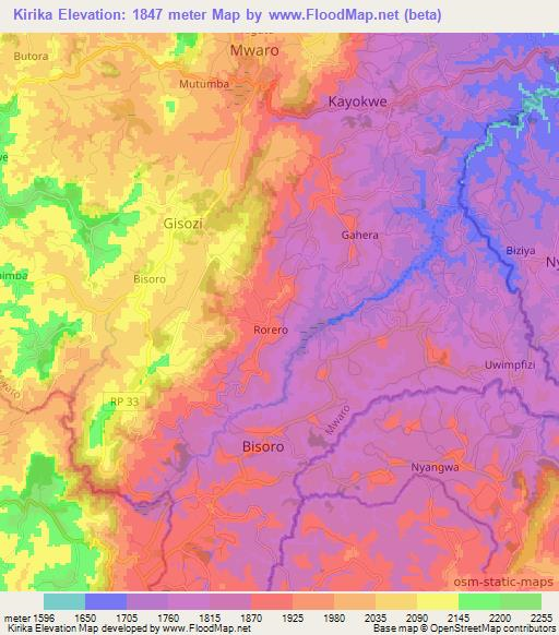 Kirika,Burundi Elevation Map