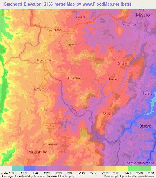 Gatongati,Burundi Elevation Map