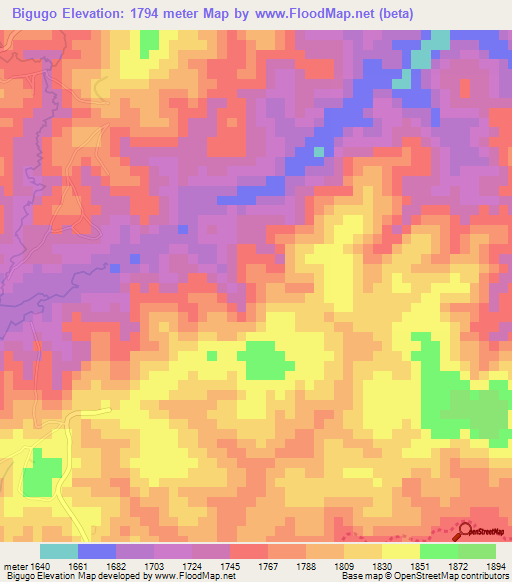 Bigugo,Burundi Elevation Map