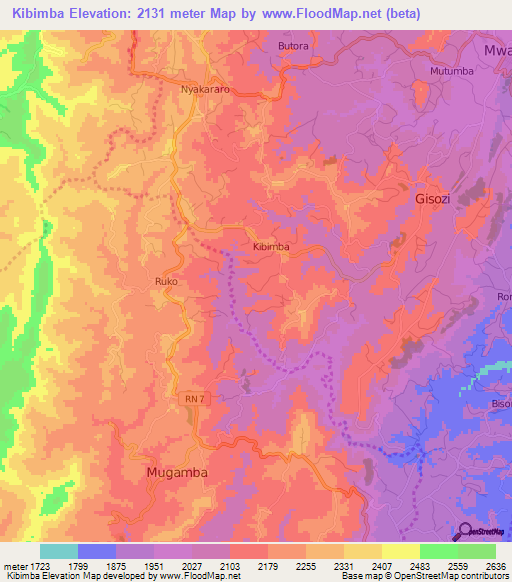 Kibimba,Burundi Elevation Map