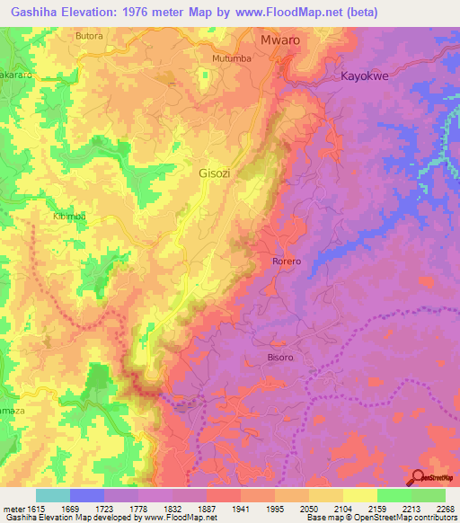 Gashiha,Burundi Elevation Map