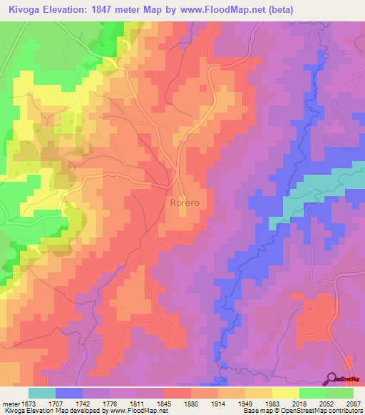 Kivoga,Burundi Elevation Map