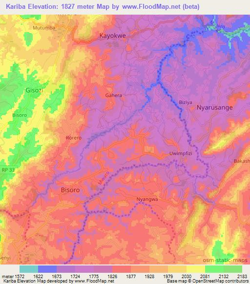 Kariba,Burundi Elevation Map