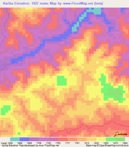 Kariba,Burundi Elevation Map