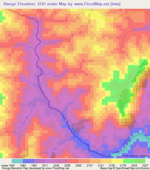 Rwogo,Burundi Elevation Map