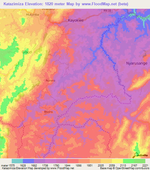 Katazimiza,Burundi Elevation Map
