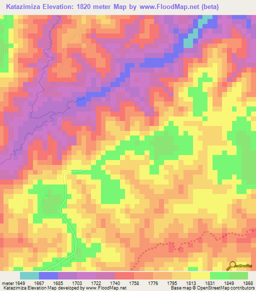 Katazimiza,Burundi Elevation Map