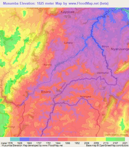 Musumba,Burundi Elevation Map