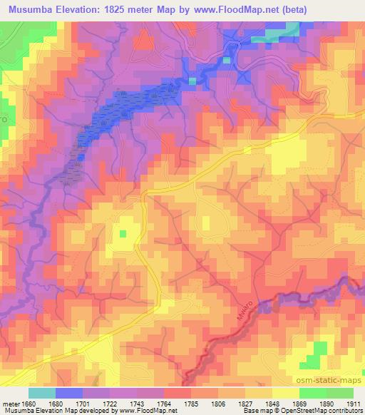 Musumba,Burundi Elevation Map